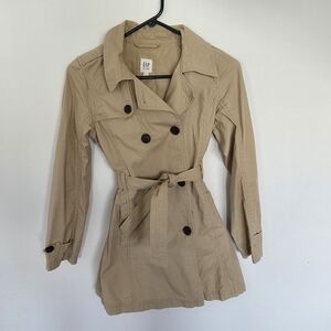 GAP Kids Girls Beige Double-Breasted Trench Coat Size XL